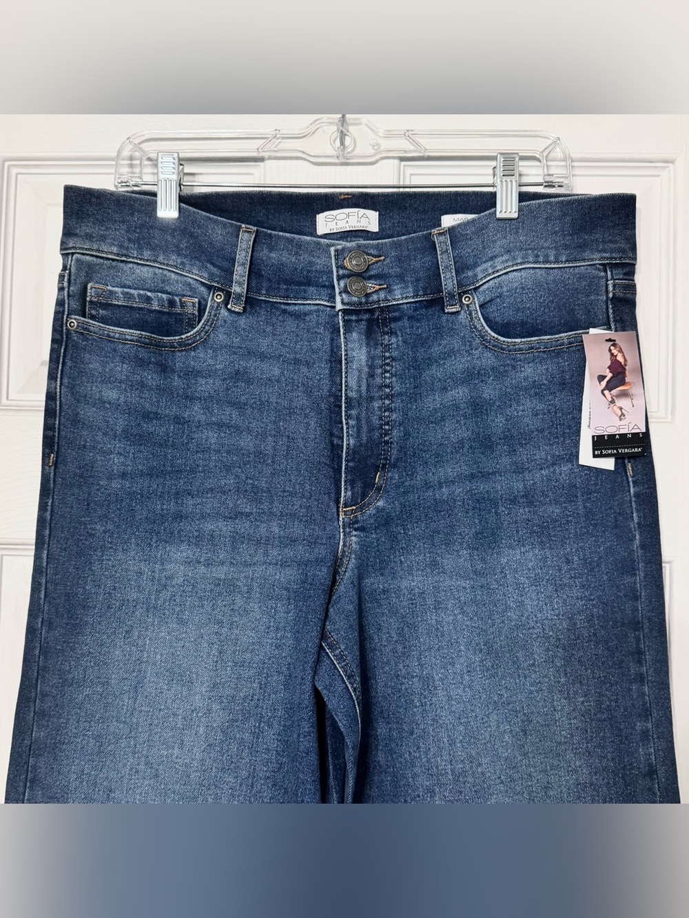 Sofia Vergara Margot Super High Rise Wide Leg Flare Jeans Double Button NWT - Picture 3 of 10